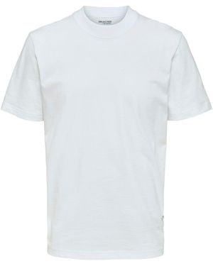 SELECTED Herren Rundhals T-Shirt Slhrelaxcolman - Weiß