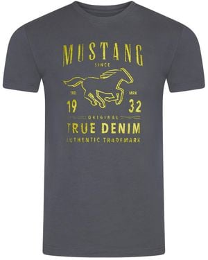 Mustang Herren T-Shirt Mehrfarbig Rundhals Regular Fit Bis 6Xl - Grau
