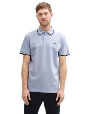 Tom Tailor Herren Poloshirt Polo With Print - Blau