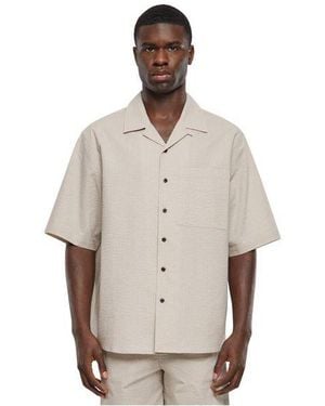 Urban Classics Herren Freizeithemd Relaxed Seersucker Short Sleeve - Natur