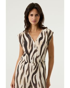 Garcia Jumpsuit Met Print - Wit
