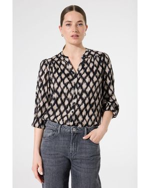 Garcia Blouse Met Print - Zwart