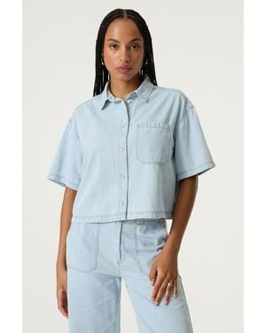 Garcia Denim Blouse Morning Blue - Blauw