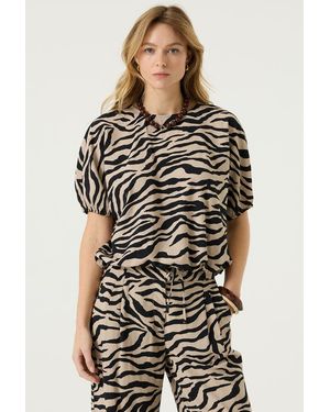Garcia Blouse Met Print - Zwart