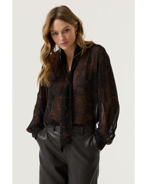 Garcia Blouse Met Print - Zwart