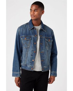 Wrangler Denim Jack Medium Stone - Blauw