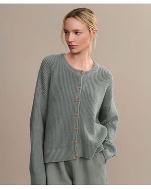 Jenni Kayne Cotton Hayes Crewneck Top Cardigan Sweater - Gray