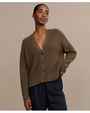 Jenni Kayne Cropped Cotton Cocoon Cardigan Sweater - Brown