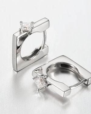 Jenny Bird 10k White Gold Lab Grown Diamond Huggie Earrings - 0.22 Ctw - Metallic