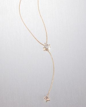 Jenny Bird 14k Princess Cut Double Diamond Lariat Necklace - White