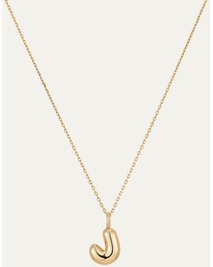 Jenny Bird 14k Gold Bubble Letter Necklace - J - White