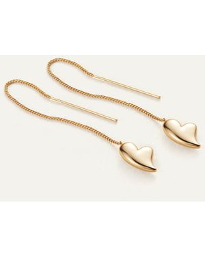 Jenny Bird Puffy Heart Threader Earrings - Natural