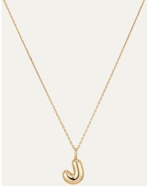 Jenny Bird 14k Gold Bubble Letter Necklace - J - White