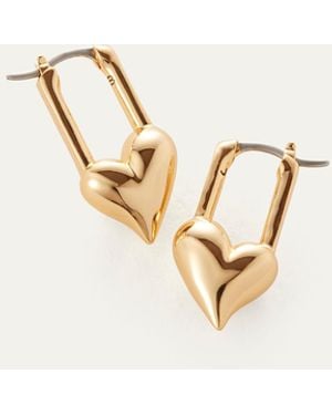 Jenny Bird Padlock Heart Huggie Earrings - Natural