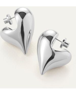 Jenny Bird Art Heart Puff Earrings - Natural