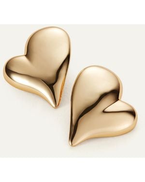 Jenny Bird Mega Art Heart Button Earrings - Natural