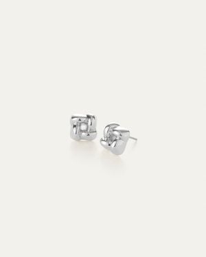 Jenny Bird Mini Woven Square Earrings - Natural