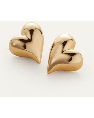 Jenny Bird Art Heart Button Earrings - Natural