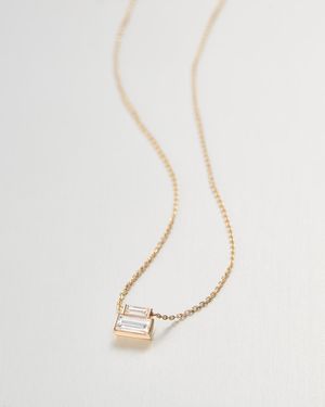 Jenny Bird 10k Stacked Baguette Diamond Necklace - White