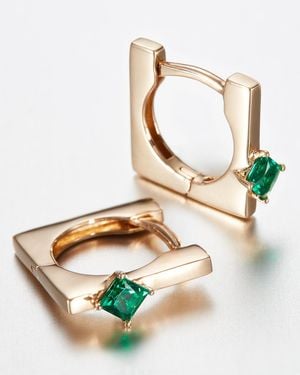 Jenny Bird 14k Gold Lab Grown Emerald Huggie Earrings - Multicolour