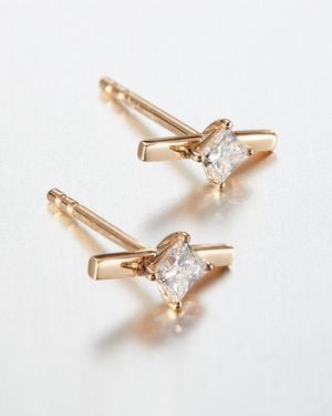 Jenny Bird 14k Gold Lab Grown Diamond Bar Stud Earrings - White