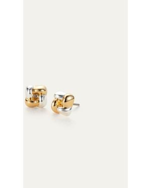 Jenny Bird Mini Woven Square Earrings - White