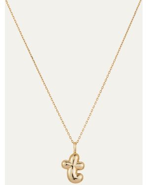 Jenny Bird 14k Gold Bubble Letter Necklace - T - White