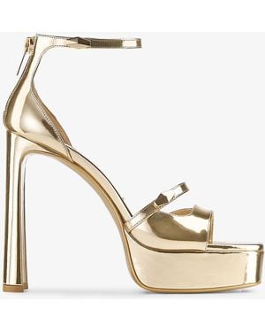 Jimmy Choo Liquid Metal Leather Platform Sandals - Metallic