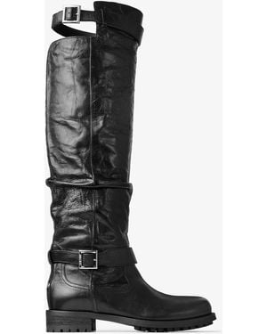 Jimmy Choo Biker Leather Knee High Boots - Black