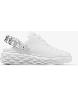 Jimmy Choo Diamond Maxi/Crystal Leather Sneaker - White