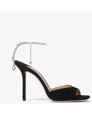 Jimmy Choo Saeda 100 Suede Sandal - Black