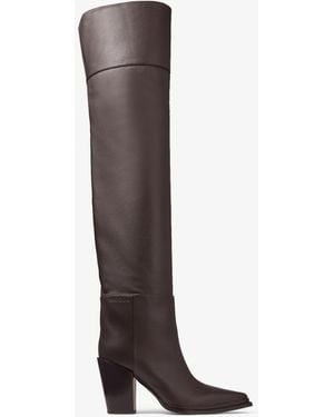 Jimmy Choo Cece 80 Leather Over-The-Knee Boots - Brown
