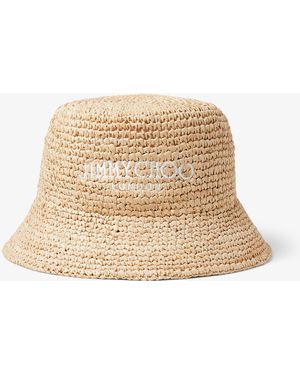 Jimmy Choo Raffia Atena Bucket Hat - Natural