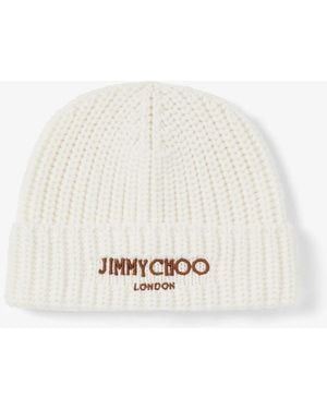 Jimmy Choo Yuki Virgin Wool Beanie - White