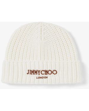 Jimmy Choo Yuki Virgin Wool Beanie - White