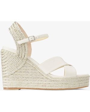 Jimmy Choo Dellena 100 Leather Wedge Sandals - White