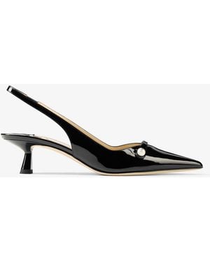 Jimmy Choo Amita 45 Leather Slingback Court Shoes - Black