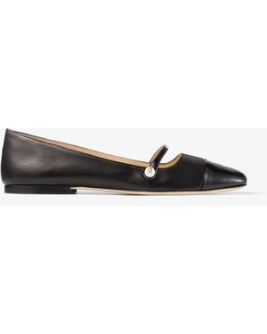 Jimmy Choo Elisa Pearl-Embellished Patent-Leather Ballet Flats - Black