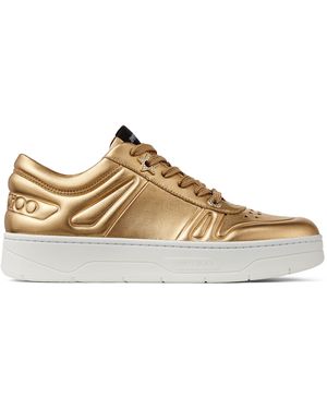 Jimmy Choo Gold Designer Leather Sneakers -hawaii/f - Metallic