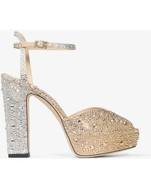 Jimmy Choo Sacaria 120 Embellished Platform Sandals - Metallic