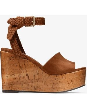 Jimmy Choo Jori 100 Suede Wedge Sandals - Brown