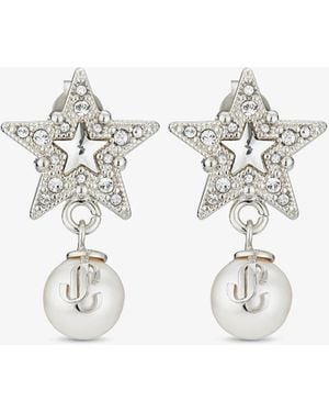 Jimmy Choo Crystal star earrings - Weiß