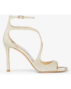 Jimmy Choo Azia 95 Glitter-Embellished Sandals - Metallic