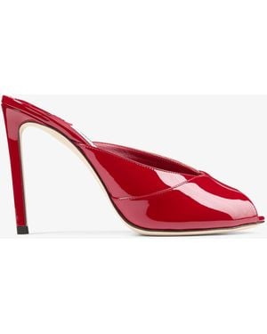 Jimmy Choo Brigitte 100 Patent Leather Mules - Red