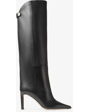 Jimmy Choo Alizze 85 Leather Knee-High Boots - Black