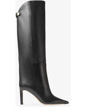 Jimmy Choo Alizze 85 Leather Knee-High Boots - Black