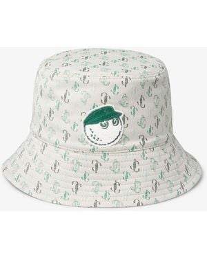 Jimmy Choo Malbon 2.0 Monogram Bucket Hat - White