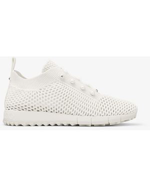 Jimmy Choo Veles Pearl-Embellished Knitted Low-Top Sneakers - White