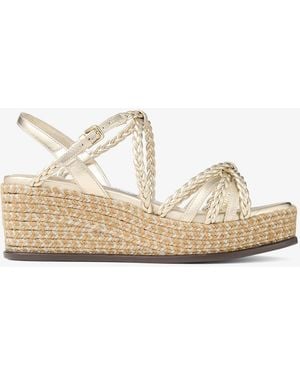 Jimmy Choo Nyra 60 Leather Wedge Sandals - Natural