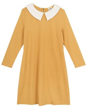 Joanie Clothing Suzy Contrast Collar Jersey Swing Dress - Yellow
